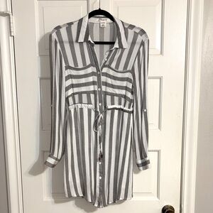 Passport Black and White Striped Shirt Dress